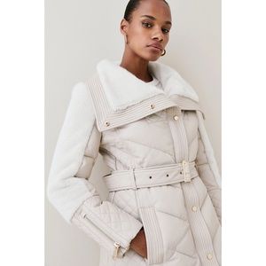 Quilted Longline Faux Leather Belted Coat